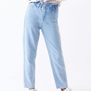 PACSUN Busted Blue Paperbag‎ Waist Mom Jean Highrise Tapered Leg Relaxed Size XS